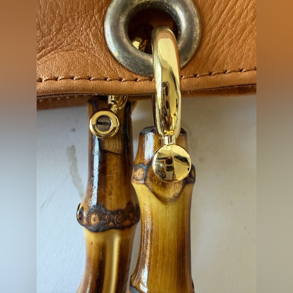 Mark & Graham Tan Leather Mini Tote with Bamboo Handles - Picture 6 of 12